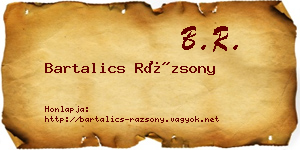 Bartalics Rázsony névjegykártya